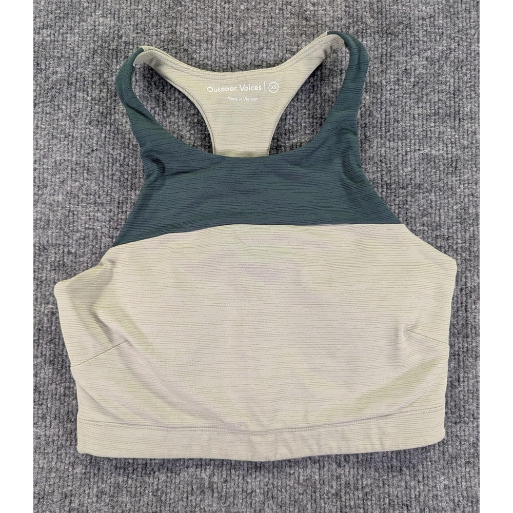 Outdoor Voices Two Tone Green High Neck Racerback Sports Bra XS 245236